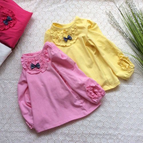 Áo thun cotton dài tay thu đông bé gái-